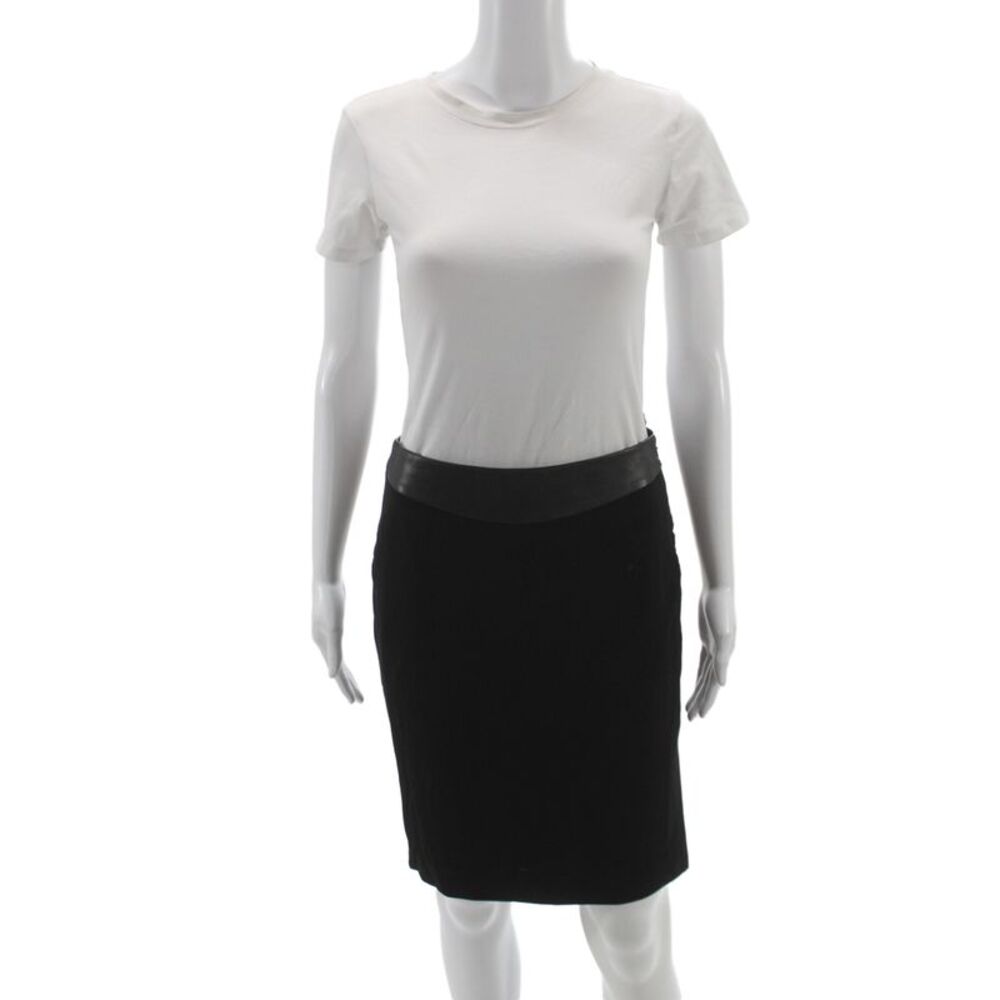 Etcetera Women Black Straight Pencil Skirt Rayon Zip Size 2